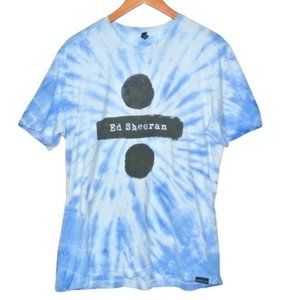 Ed Sheeran Devided Blue Tie-dye Concert Tee T-shir‎